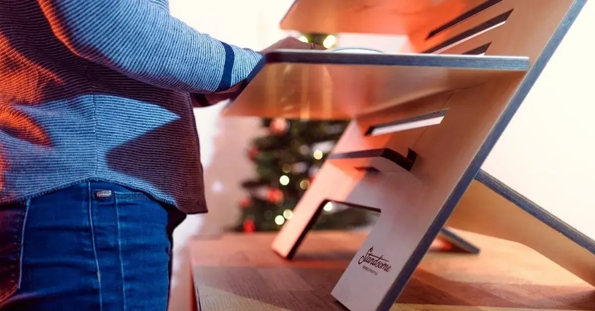 someone using a standing desk